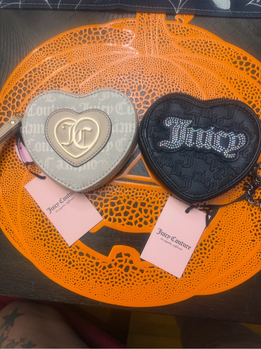 Juicy Couture Heart Wristlet Duo in Black and Gray
